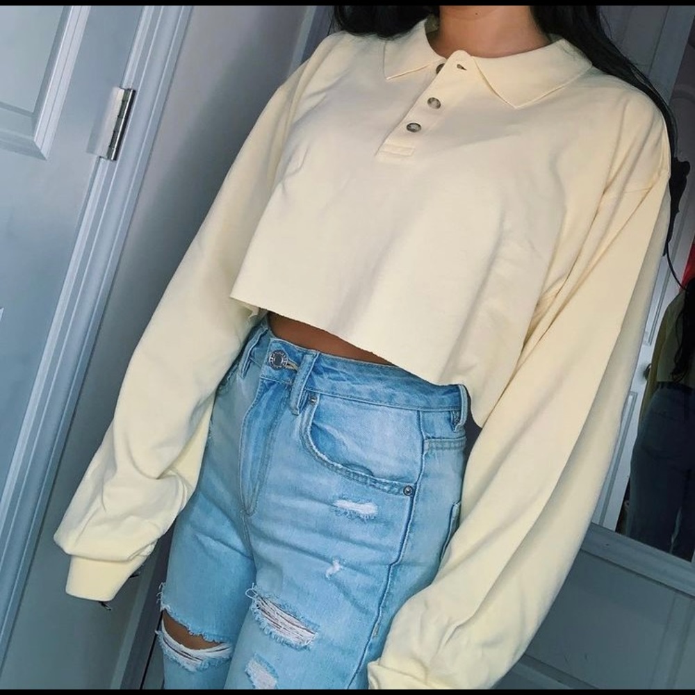 Long sleeve light yellow polo